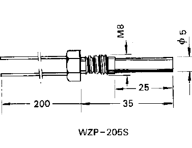 WZP-205S引進型不銹鋼鉑電阻元件 WZP-205S引進型不銹鋼鉑電阻元件